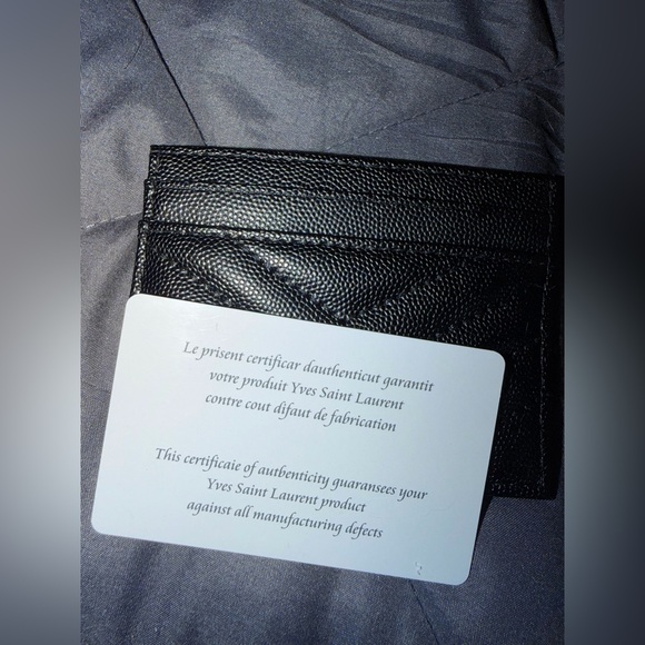 Saint Laurent Black Leather Textured Card Holder Wallet - Picture 3 of 8